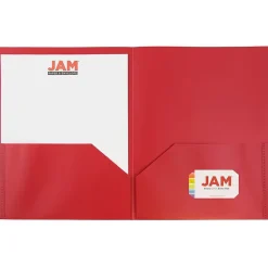 JAM Paper POP 2-Pocket Plastic Presentation Folder, Red, 6/Pack (382EREDD)