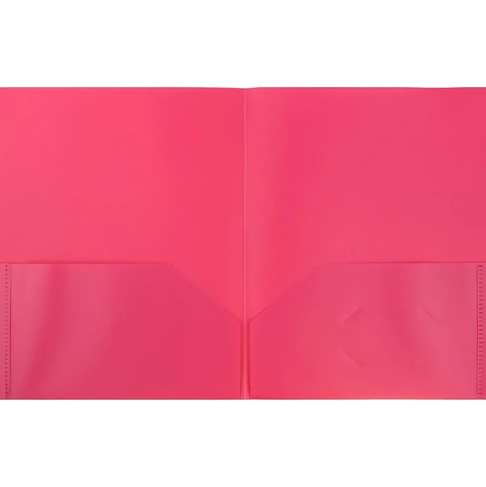 JAM Paper POP 2-Pocket Plastic Folders, Fuchsia Hot Pink, 6/Pack (382Efud)