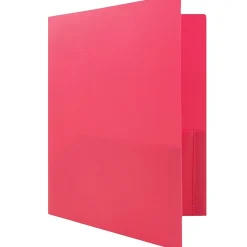 JAM Paper POP 2-Pocket Plastic Folders, Fuchsia Hot Pink, 6/Pack (382Efud)