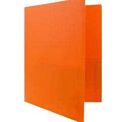 JAM Paper POP Two-Pocket Plastic Folders, Orange, 6/Pack (382Eord)