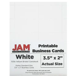 JAM Paper® Printable Business Cards, 3 1/2 x 2, White Vellum, 100/Pack (22130975)