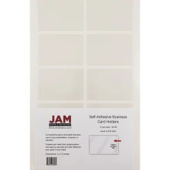 JAM Paper® Self-Adhesive Business Card Holders, 2 x 3 1/2, Clear, 30 Label Pockets/Pack (6187815065B)