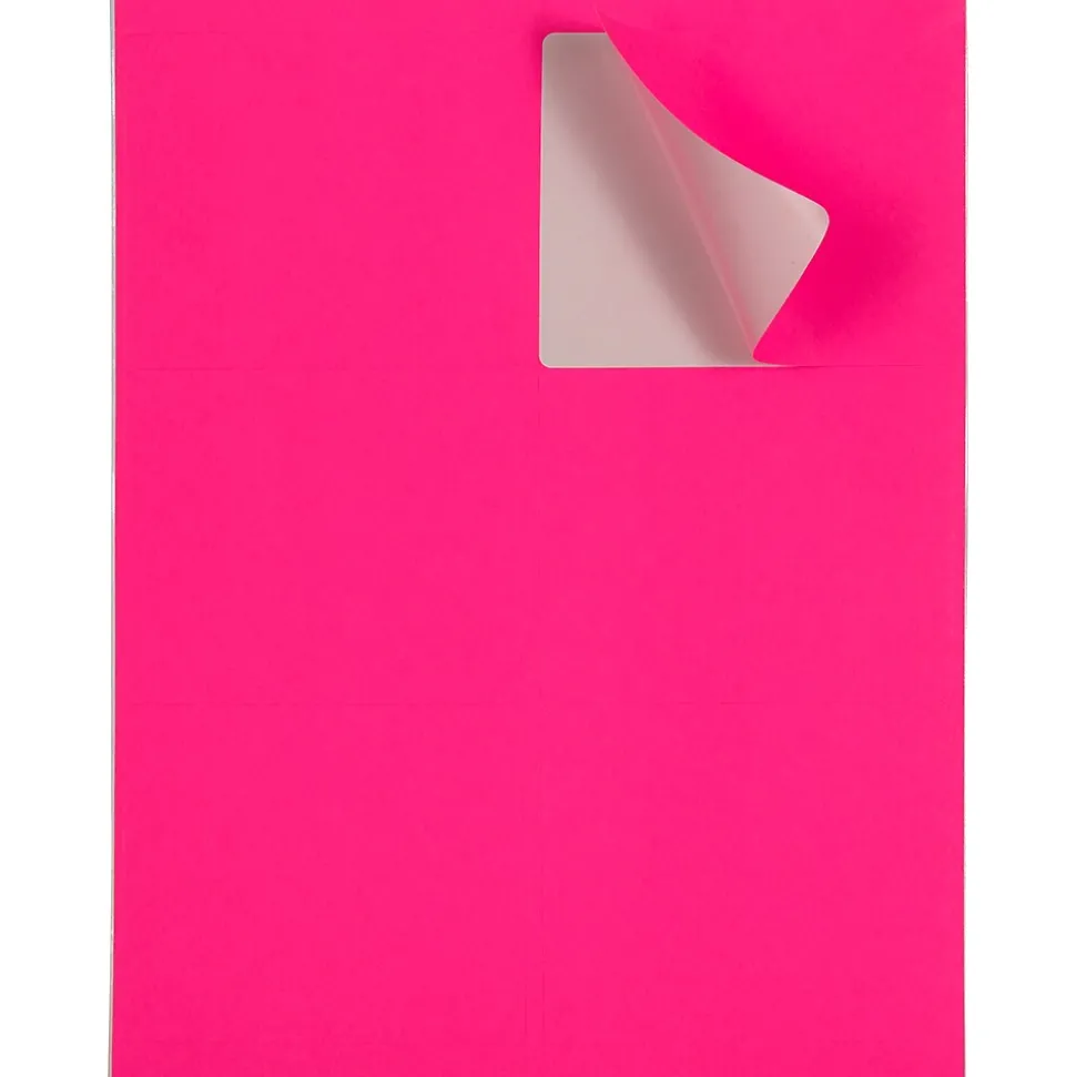 JAM Paper Shipping Labels, 3 1/3" x 4", Neon Pink, 6 Labels/Sheet, 20 Sheets/Pack (354328046)