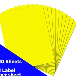 JAM Paper Shipping Labels, 8 1/2" x 11", Neon Yellow, 1 Label/Sheet, 10 Labels/Pack (337628611)