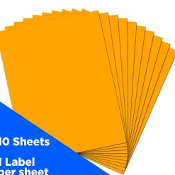 JAM Paper Shipping Labels, 8 1/2" x 11", Neon Orange, 1 Label/Sheet, 10 Labels/Pack (337628613)
