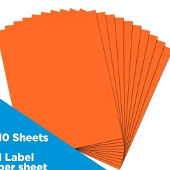 JAM Paper Shipping Labels, 8-1/2" x 11", Orange, 1 Label/Sheet, 10 Labels/Pack (337628612)
