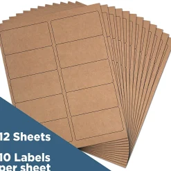 JAM Paper Shipping Labels, 2" x 4", Brown Kraft, 10 Labels/Sheet, 12 Sheets/Pack (4513703)