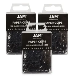 JAM Paper Small Paper Clips, Black, 3 Packs of 100 (2183750B)