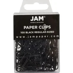 JAM Paper Small Paper Clips, Black, 3 Packs of 100 (2183750B)