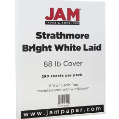 JAM Paper Strathmore 88 lb. Cardstock Paper, 8.5" x 11", Bright White, 250 Sheets/Ream (301005B)
