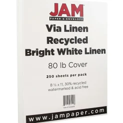 JAM Paper Strathmore 80 lb. Cardstock Paper, 8.5" x 11", Bright White, 250 Sheets/Ream (144000B)