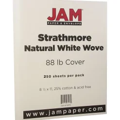 JAM Paper Strathmore 80 lb. Cardstock Paper, 8.5" x 11", Natural White, 250 Sheets/Ream (301115B)