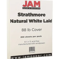 JAM Paper Strathmore 80 lb. Cardstock Paper, 8.5" x 11", Natural White, 250 Sheets/Ream (301015B)