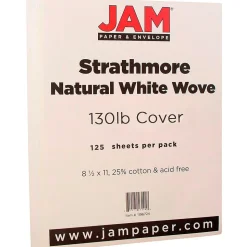 JAM Paper Strathmore 130 lb. Cardstock Paper, 8.5" x 11", Natural White, 125 Sheets/Ream (1196724B)