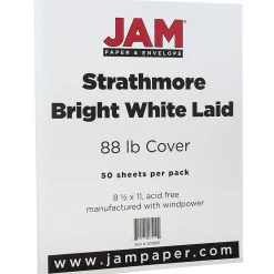 JAM Paper Strathmore 80 lb. Cardstock Paper, 8.5" x 11", Bright White, 50 Sheets/Pack (301005)