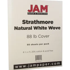 JAM Paper Strathmore 80 lb. Cardstock Paper, 8.5" x 11", Natural White, 50 Sheets/Pack (301115)