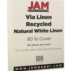 JAM Paper Strathmore 80 lb. Cardstock Paper, 8.5" x 11", Natural White, 50 Sheets/Pack (144010)