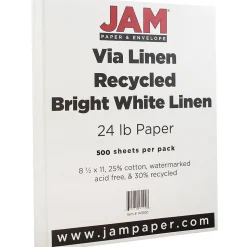 JAM Paper® Strathmore 24lb Paper, 8.5 x 11, Bright White Linen, 500 Sheets/Ream (143920B)