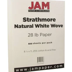JAM Paper® Strathmore 28lb Paper, 8.5 x 11, Natural White Wove, 500 Sheets/Ream (194889B)