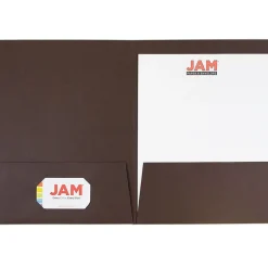 JAM Paper Two-Pocket Textured Linen Business Folders, Chocolate Brown, 50/Box(386LBRC)