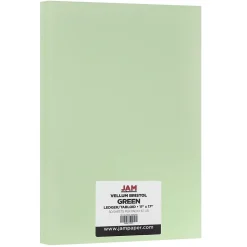 JAM Paper® Vellum Bristol 67lb Cardstock, 11 x 17 Tabloid Coverstock, Green, 50 Sheets/Pack (16932836)