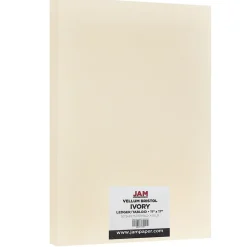 JAM Paper® Vellum Bristol 67lb Cardstock, 11 x 17 Tabloid Coverstock, Ivory, 50 Sheets/Pack (16932837)