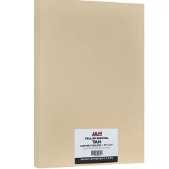 JAM Paper Vellum Bristol Cardstock Paper, 67 lbs., 11" x 17", Tan, 50 Sheets/Pack (16932840)