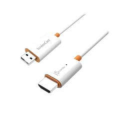 j5create 1.97' ScreenCast HDMI to USB-A Audio/Video Monitor Cable, Male to Male, White (JVAW56)