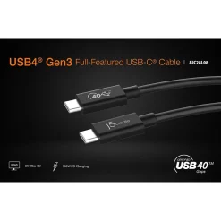 j5create 2.6' USB C to USB C Power Cable, Male to Male, Black (JUC28L08)