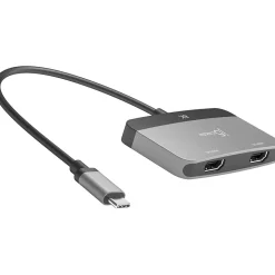 j5create 0.66' USB-C to Dual HDMI Display Adapter, Space Gray/Black (JCA465)