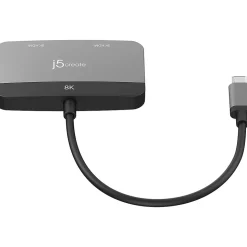 j5create 0.66' USB-C to Dual HDMI Display Adapter, Space Gray/Black (JCA465)