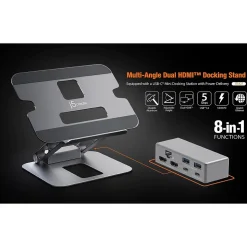 j5create 11.4" x 8.9" Aluminum Multi-Angle Dual-HDMI Docking Stand, Space Gray/Silver (JTS427)