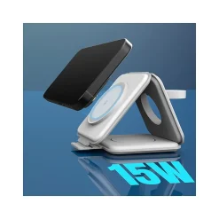 j5create Magnetic Wireless 3-in-1 Charging Station, White (JUPW3215)