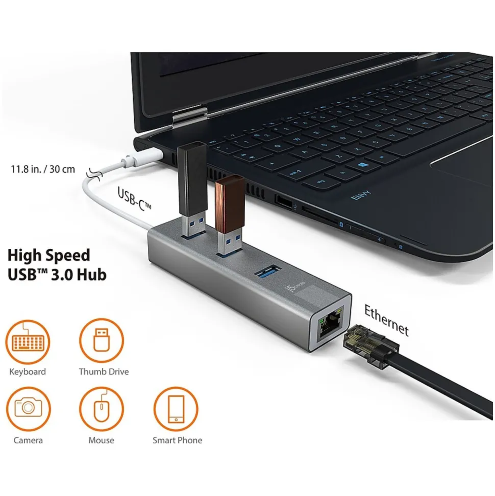 j5create 3-Port USB Type-C Hub, Space Gray (JCH474)