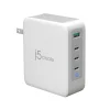 j5create 130W GaN USB-C 4-Port Charger for Laptops, Tablets, and Mobile Devices, White (JUP43130)