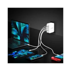 j5create 130W GaN USB-C 4-Port Charger for Laptops, Tablets, and Mobile Devices, White (JUP43130)