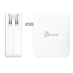 j5create 130W GaN USB-C 4-Port Charger for Laptops, Tablets, and Mobile Devices, White (JUP43130)