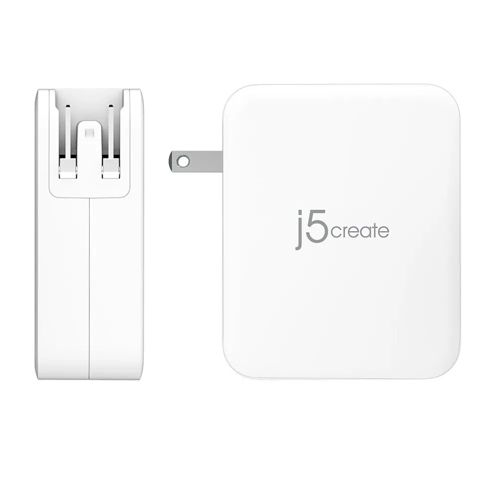 j5create 130W GaN USB-C 4-Port Charger for Laptops, Tablets, and Mobile Devices, White (JUP43130)