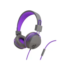 JLab JBuddies Studio Kids On-Ear Headphones, Graphite/Violet (JKSTUDIO-GRYPRPL-BOX)
