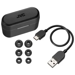 JVC RIPTIDZ True Wireless Earbuds with Charging Case, Bluetooth, Black (HAA9TB)