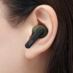 JVC RIPTIDZ True Wireless Earbuds with Charging Case, Bluetooth, Olive (HAA9TG)
