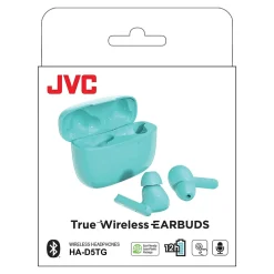 JVC Ultra-Compact True Wireless Earbuds with Charging Case, Bluetooth, Green (HAD5TG)