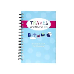 Kahootie Co. Travel Journal For Kids Hardcover Journal, 5.5" x 8.5", Wide Ruled, Pink/Teal, 60 Pages (TRAVTP-H)