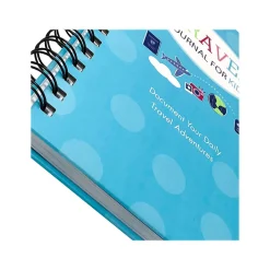 Kahootie Co. Travel Journal For Kids Hardcover Journal, 5.5" x 8.5", Wide Ruled, Blue/Teal, 60 Pages (TRAVTB-H)