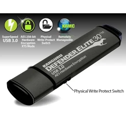 Kanguru Defender Elite 30 512GB USB 3.2 Flash Drive, Black (KDFE30-512G)