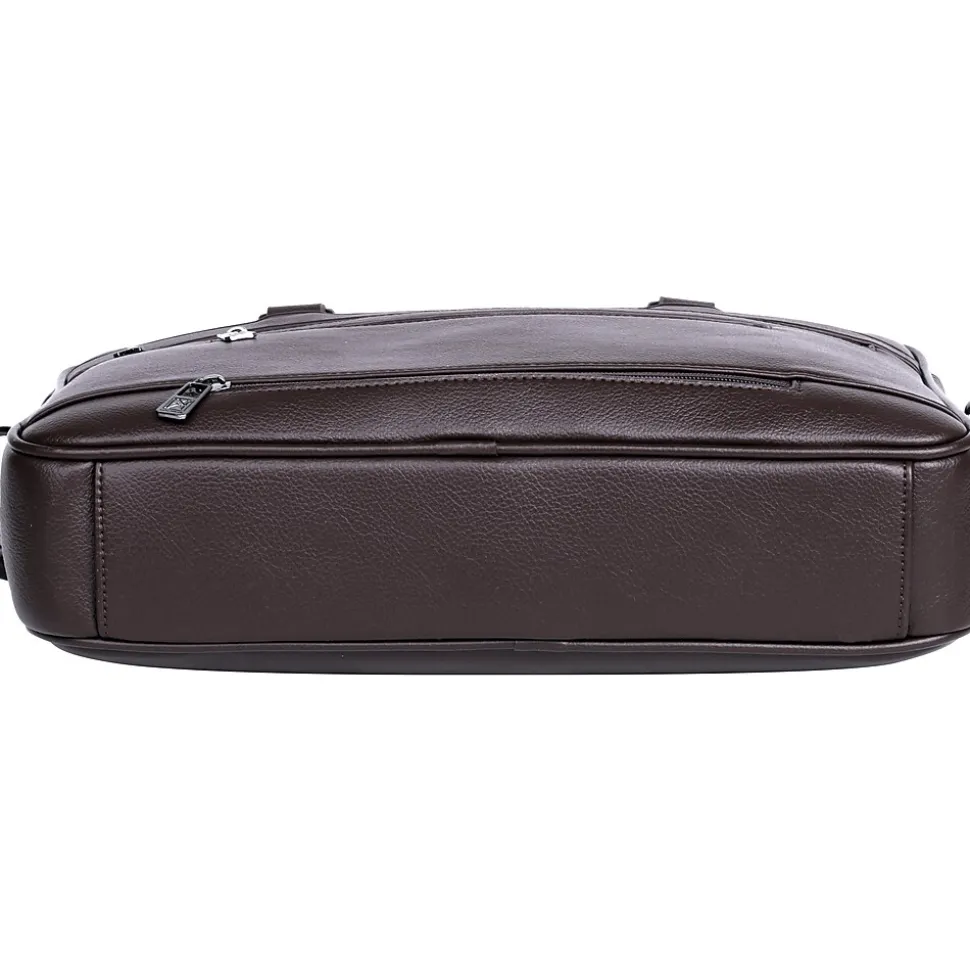 Karla Hanson Roger Laptop Briefcase, Brown Faux Leather (22601BROWN)