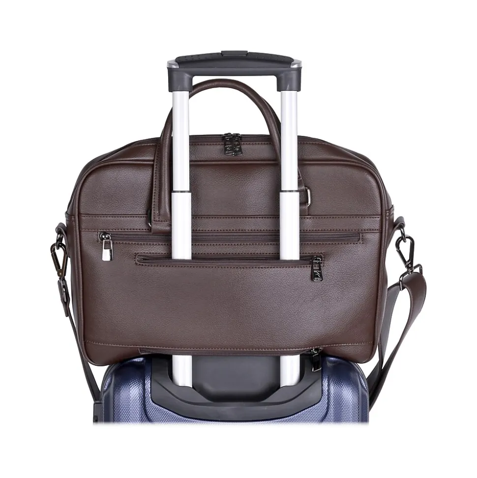 Karla Hanson Roger Laptop Briefcase, Brown Faux Leather (22601BROWN)
