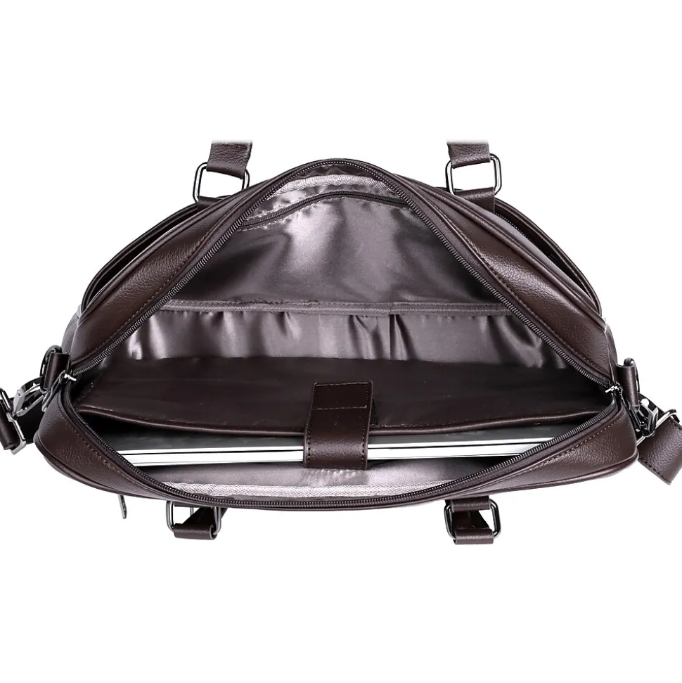 Karla Hanson Roger Laptop Briefcase, Brown Faux Leather (22601BROWN)