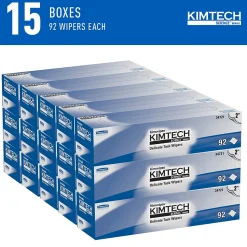 Kimtech Science Kimwipes Delicate Task Fabric Cleaning Wipers, White, 92 Wipers/Box, 15/Carton (34721)