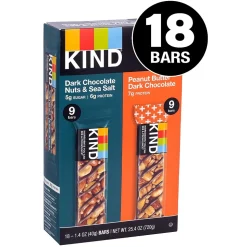 KIND Dark Chocolate Nuts & Sea Salt and Peanut Butter Dark Chocolate Variety Pack, 1.4 oz, 18/Pack (220-02414)